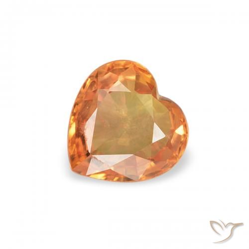 0.40ct Натуральный Темно-оранжевый Сапфир, Сердце, Чистота VS