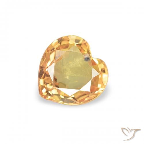 0.37ct Натуральный Ярко-оранжевый Сапфир, Сердце, Чистота VS