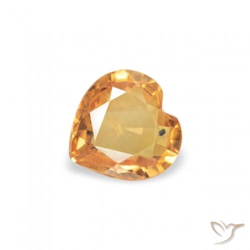 0.35ct Натуральный Оранжево-золотой Сапфир, Сердце, VVS-VS