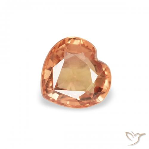 0.40ct Натуральный Красновато-оранжевый Сапфир, Сердце, VVS-VS