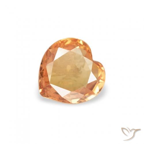 0.38ct Натуральный Ярко-оранжевый Сапфир, Сердце, VVS-VS