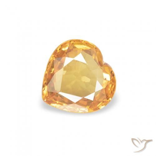 0.44ct Натуральный Оранжево-золотой Сапфир, Сердце, VVS-VS
