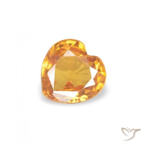 0.37ct Натуральный Оранжево-золотой Сапфир, Сердце, VVS-VS