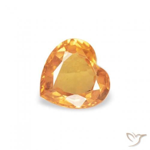 0.41ct Натуральный Интенсивный апельсин Сапфир, Сердце, VVS-VS