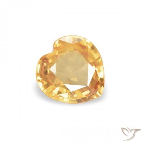 0.33ct Натуральный Светло-оранжево-золотой Сапфир, Сердце, VVS-VS
