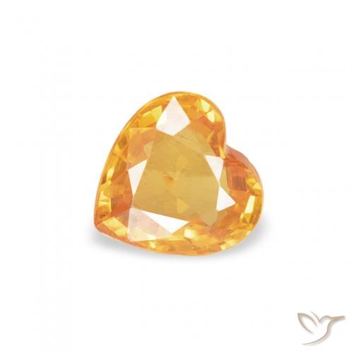 0.40ct Натуральный Оранжево-золотой Сапфир, Сердце, VVS-VS