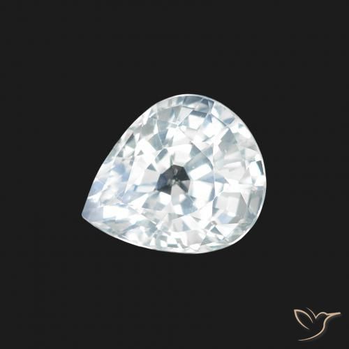 1.34ct Натуральный Голубовато-белый Сапфир, Форма груши, Чистота VS