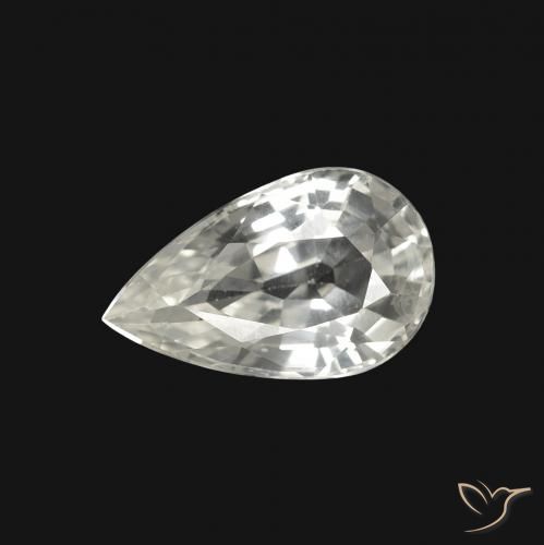 1.32ct Натуральный Белый Сапфир, Форма груши, VVS-VS