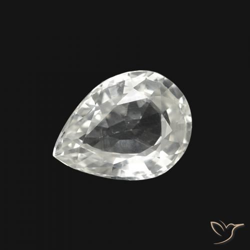 1.25ct Натуральный Белый Сапфир, Форма груши, VVS-VS