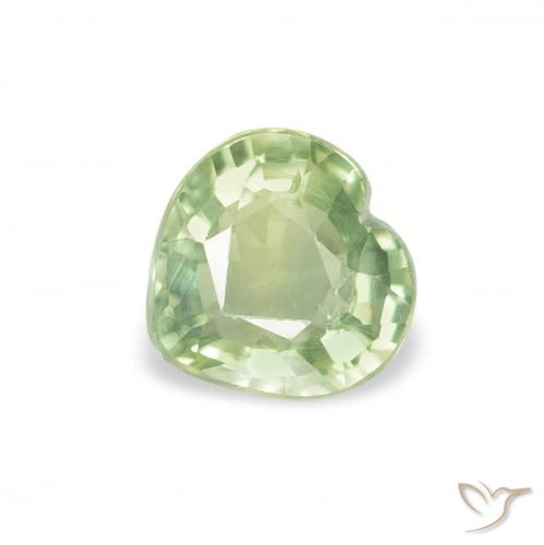 0.64ct Натуральный Очень светло-зеленый Сапфир, Сердце, Чистота VS