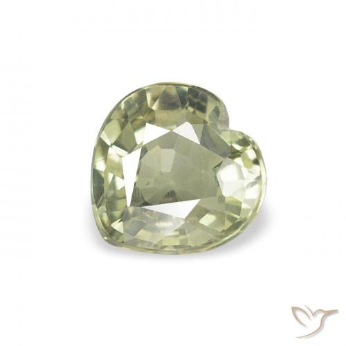 0.70ct Натуральный Желтовато-зеленый Сапфир, Сердце, VVS-VS