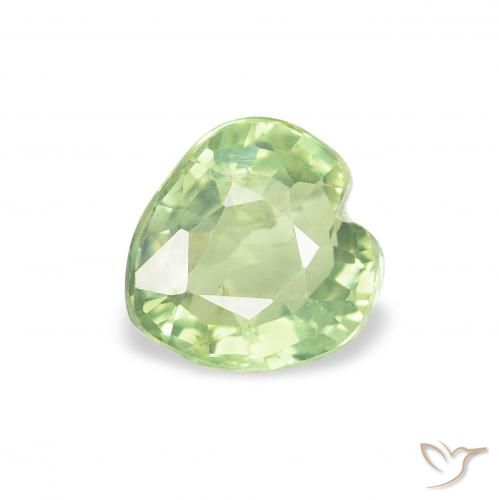 0.73ct Натуральный Очень светло-зеленый Сапфир, Сердце, Чистота VS
