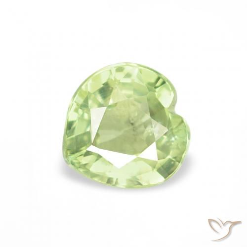 0.59ct Натуральный Светло-желтый зеленый Сапфир, Сердце, Чистота VS