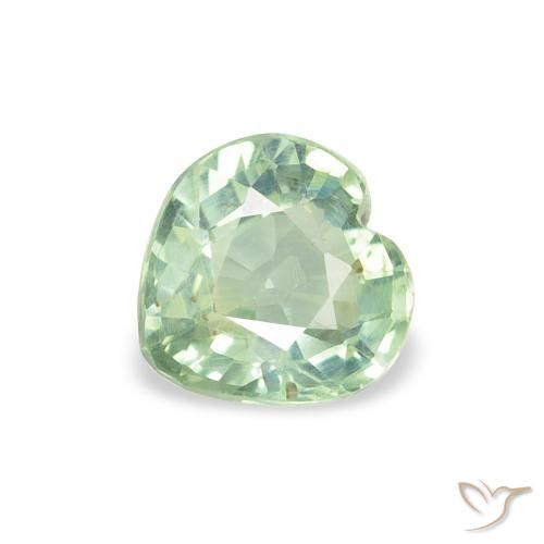 0.70ct Натуральный Светло-зеленый Сапфир, Сердце, Чистота VS