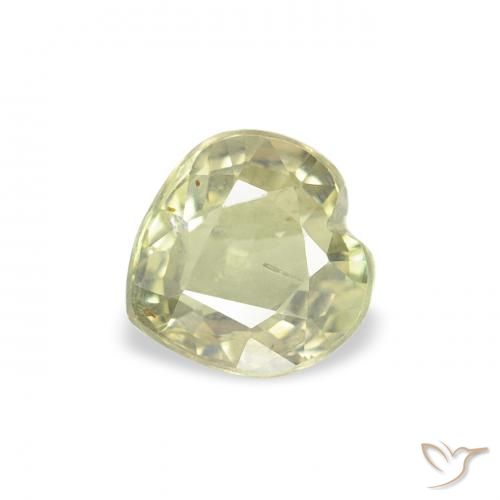 0.60ct Натуральный Желтовато-зеленый Сапфир, Сердце, Чистота VS