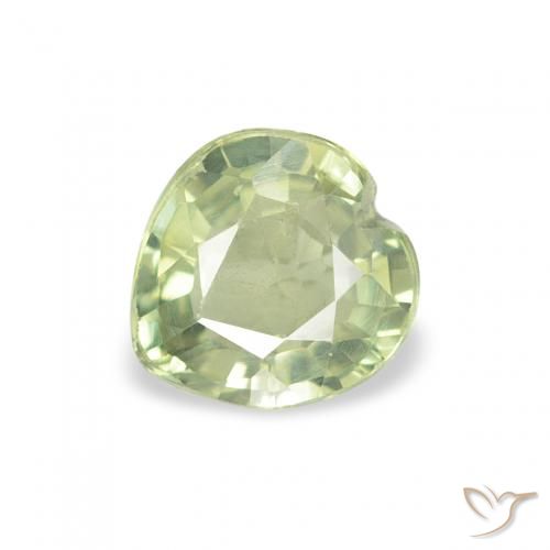 0.62ct Натуральный Желтовато-зеленый Сапфир, Сердце, Чистота VS