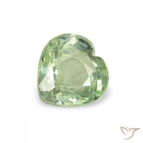 0.66ct Натуральный Светло-зеленый Сапфир, Сердце, Чистота VS