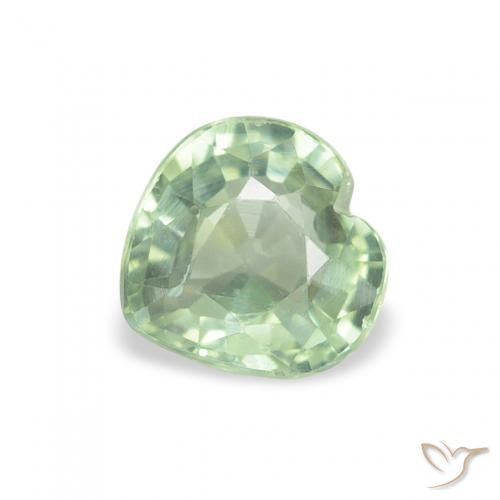 0.67ct Натуральный Светлый лесной зеленый Сапфир, Сердце, Чистота VS