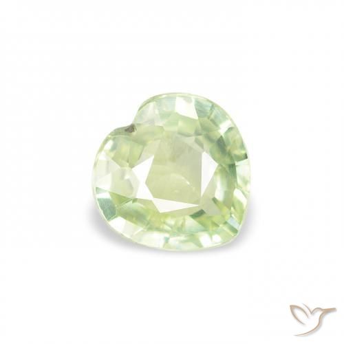 0.64ct Натуральный Светло-желтый зеленый Сапфир, Сердце, Чистота VS