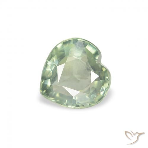0.67ct Натуральный Светло-зеленый Сапфир, Сердце, Чистота VS