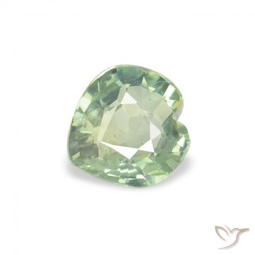 0.65ct Натуральный Светло-зеленый Сапфир, Сердце, Чистота VS