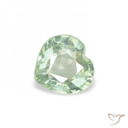 0.68ct Натуральный Светло-зеленый Сапфир, Сердце, Чистота VS