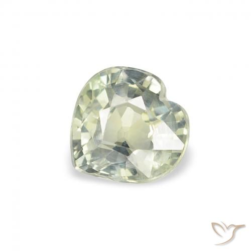 0.67ct Натуральный Очень светло-зеленый Сапфир, Сердце, Чистота VS