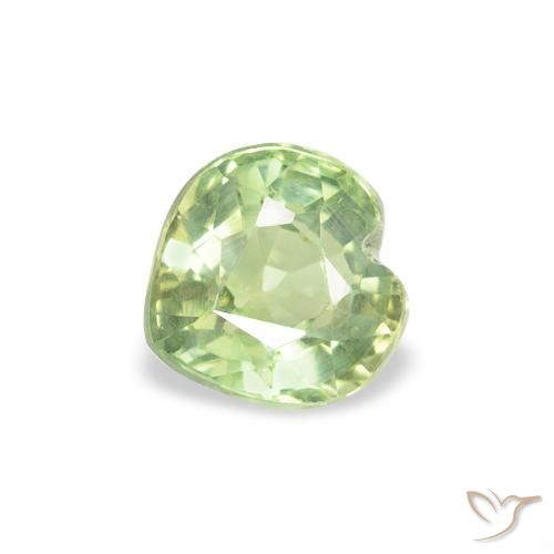 0.78ct Натуральный Светло-желтый зеленый Сапфир, Сердце, Чистота VS