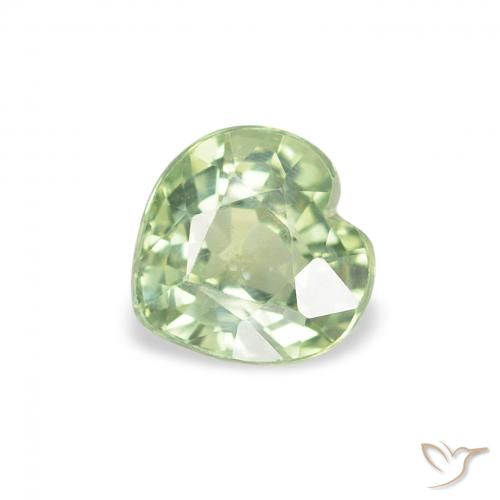0.74ct Натуральный Светло-зеленый Сапфир, Сердце, Чистота VS