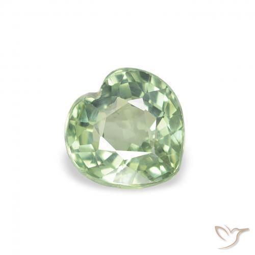 0.76ct Натуральный Бледно-зеленый Сапфир, Сердце, Чистота VS