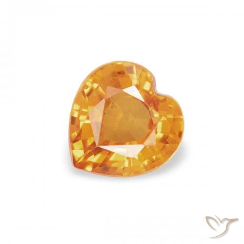 0.39ct Натуральный Оранжево-золотой Сапфир, Сердце, Чистота VS