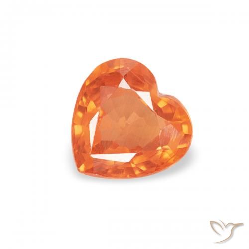 0.40ct Натуральный Красновато-оранжевый Сапфир, Сердце, VVS-VS