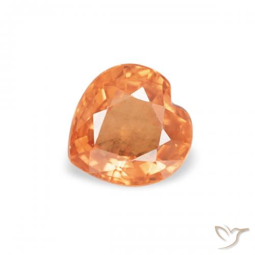 0.43ct Натуральный Ярко-оранжевый Сапфир, Сердце, Чистота VS