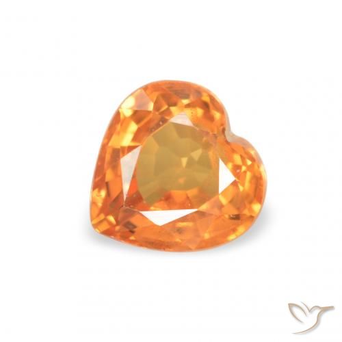 0.42ct Натуральный Ярко-оранжевый Сапфир, Сердце, Чистота VS