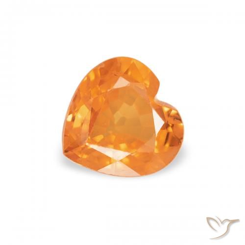 0.44ct Натуральный Ярко-оранжевый Сапфир, Сердце, VVS-VS