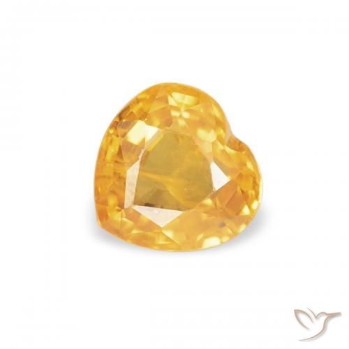 0.44ct Натуральный Золотисто-Апельсиновый Сапфир, Сердце, VVS-VS