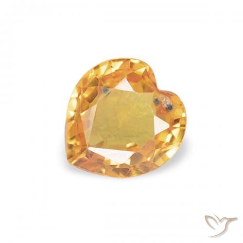 0.43ct Натуральный Оранжево-золотой Сапфир, Сердце, VVS-VS