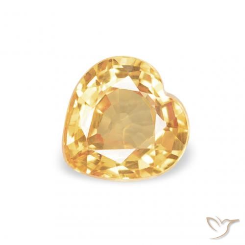 0.44ct Натуральный Светло-оранжево-золотой Сапфир, Сердце, VVS-VS