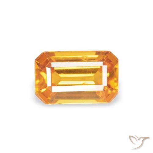 0.41ct Натуральный Оранжево-золотой Сапфир, Изумрудная огранка, Чистота VS