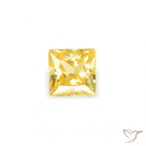 0.18ct Натуральный Средний желтый Сапфир, Квадрат, Чистота VS