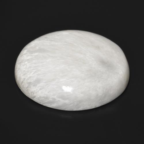 Натуральный белый с оттенком сколецит 24,42 карата огранка круг, непрозрачный