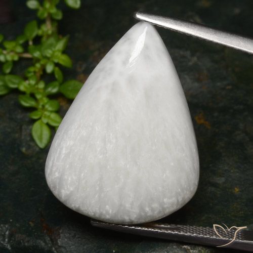 20.87ct Натуральный Светло-белый Сколецит, Форма груши, Непрозрачный