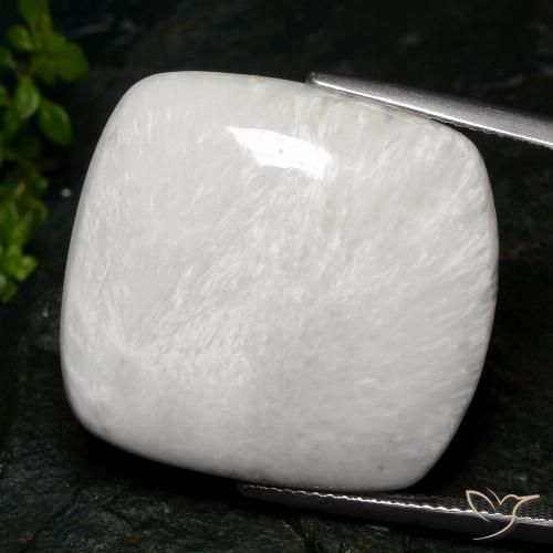 28.35ct Натуральный Теплый белый Сколецит, Подушка, Непрозрачный