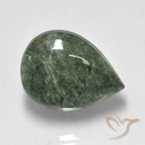 8.09 карата, натуральный Medium Green  Серафинит, Форма груши, Непрозрачный