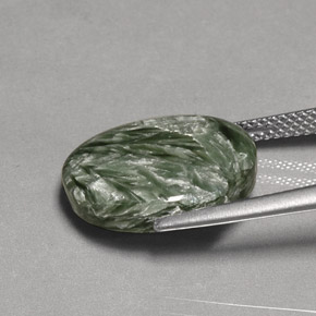 8.07 карата, натуральный Зеленый Серафинит, Огранка Овал, Непрозрачный