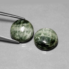  карата, натуральный Зеленый Серафинит, Огранка Круг, Непрозрачный