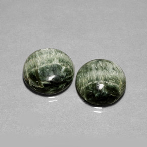  карата, натуральный Зеленый Серафинит, Огранка Круг, Непрозрачный
