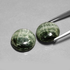  карата, натуральный Зеленый Серафинит, Огранка Круг, Непрозрачный