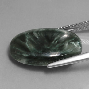 12.14 карата, натуральный Зеленый Серафинит, Огранка Овал, Непрозрачный