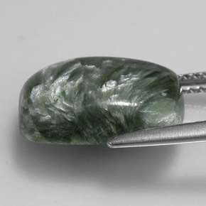 6.08 карата, натуральный Зеленый Серафинит, Подушка Крой, Непрозрачный